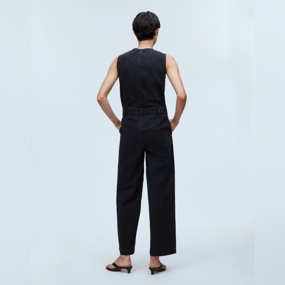 NWT Madewell Denim Zip-Front Sleeveless Jumpsuit in Tarrybrook Wash - 6 - Black - Picture 5 of 12